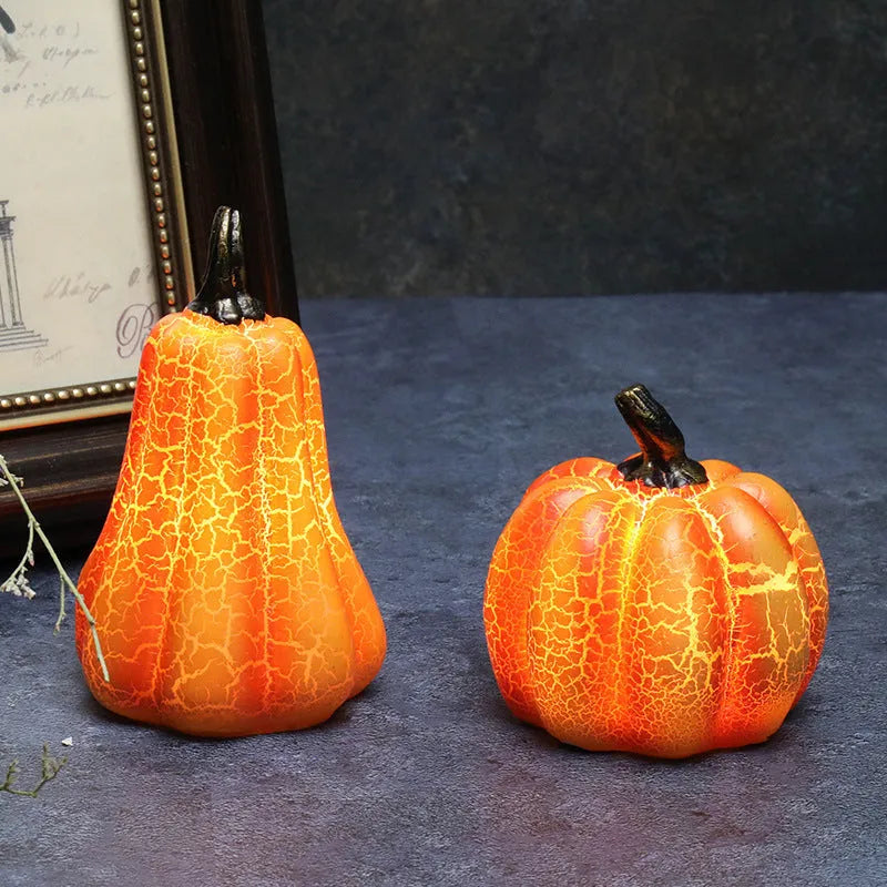 Halloween Pumpkin Lantern LED Candle Lamp - Luminous Resin Pumpkin Decoration