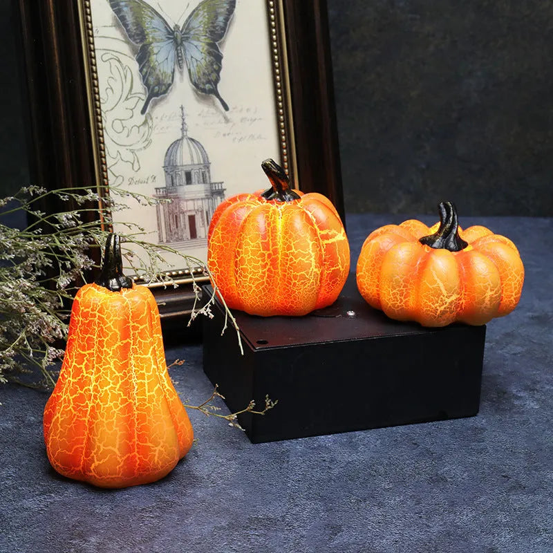Halloween Pumpkin Lantern LED Candle Lamp - Luminous Resin Pumpkin Decoration