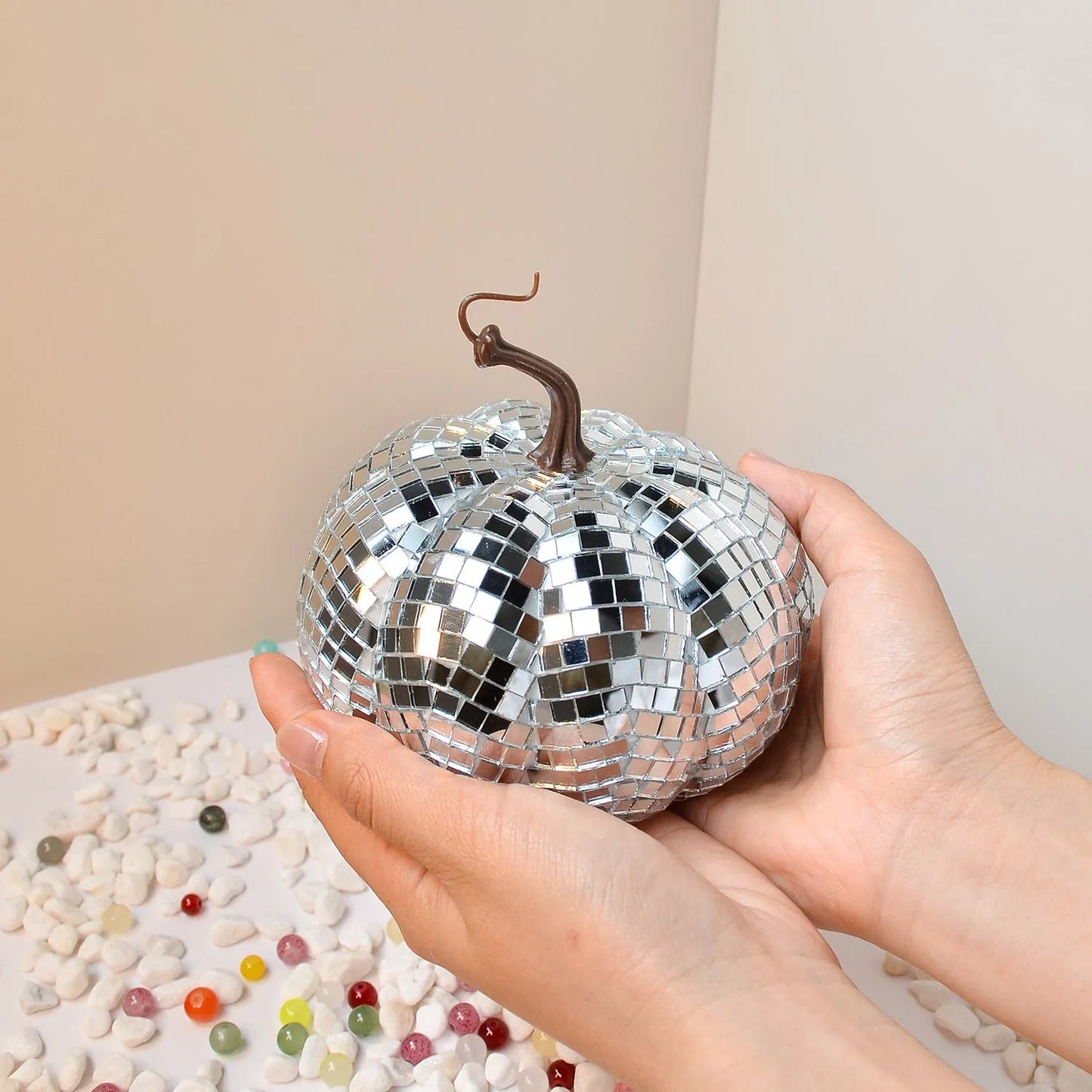 Pumpkin Ball Halloween Decoration - Mirror Glass Prop for Home and Photography