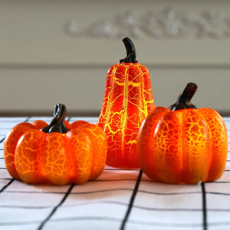 Halloween Pumpkin Lantern LED Candle Lamp - Luminous Resin Pumpkin Decoration