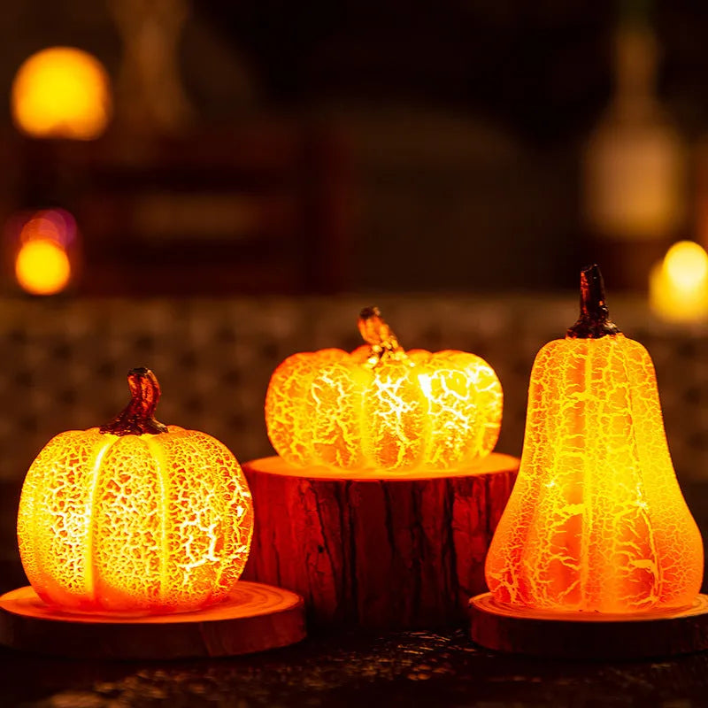 Halloween Pumpkin Lantern LED Candle Lamp - Luminous Resin Pumpkin Decoration
