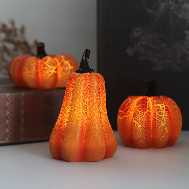 Halloween Pumpkin Lantern LED Candle Lamp - Luminous Resin Pumpkin Decoration