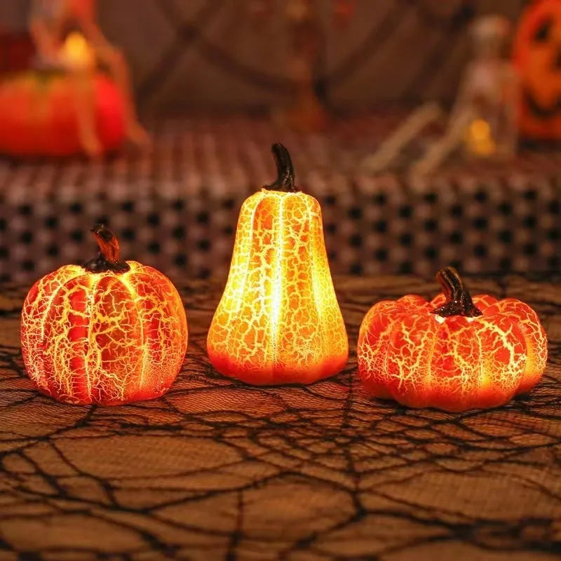 Halloween Pumpkin Lantern LED Candle Lamp - Luminous Resin Pumpkin Decoration