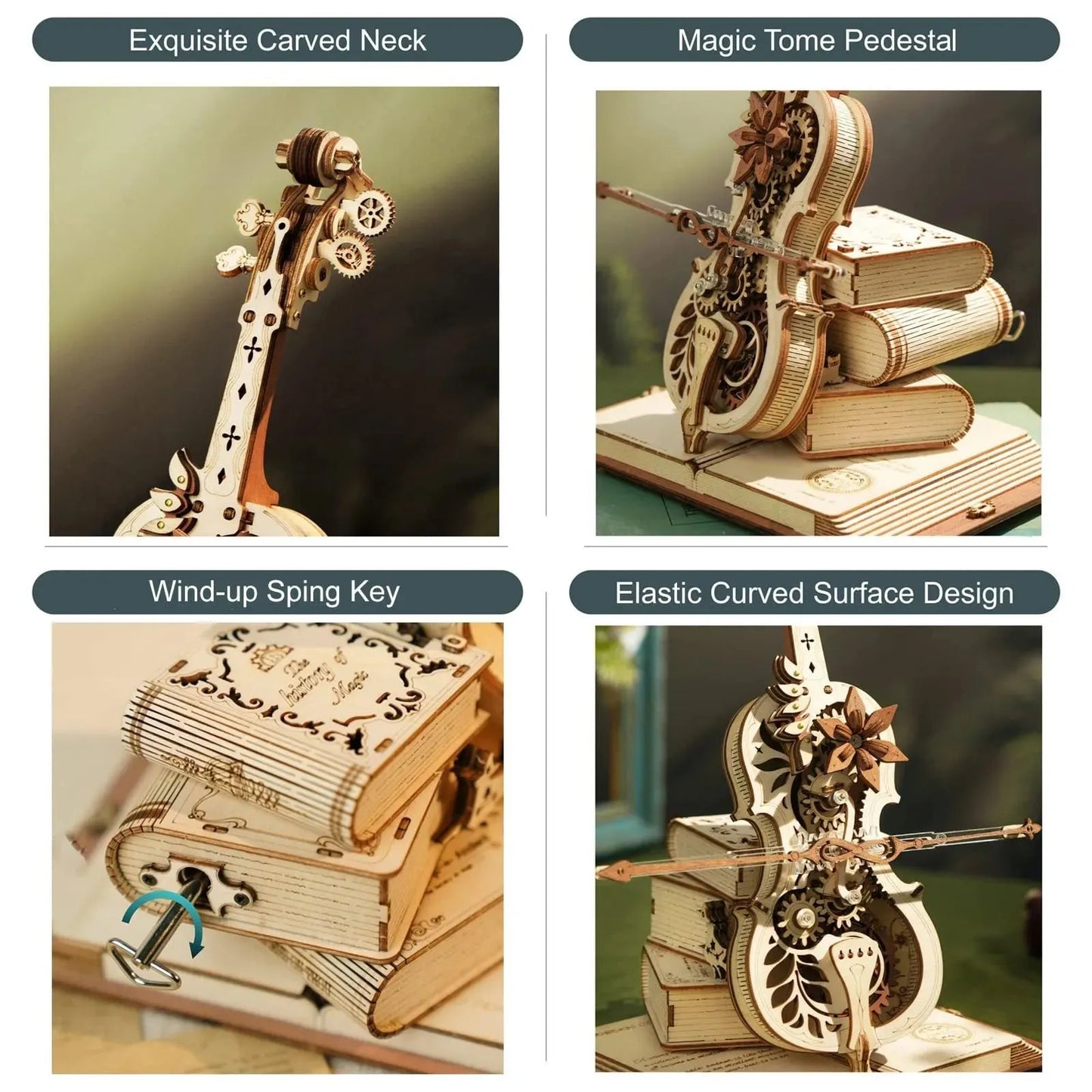 Robotime ROKR Magic Cello Music Box - Moveable STEM 3D Wooden Puzzle Creative Toy AMK63 - Mel Store