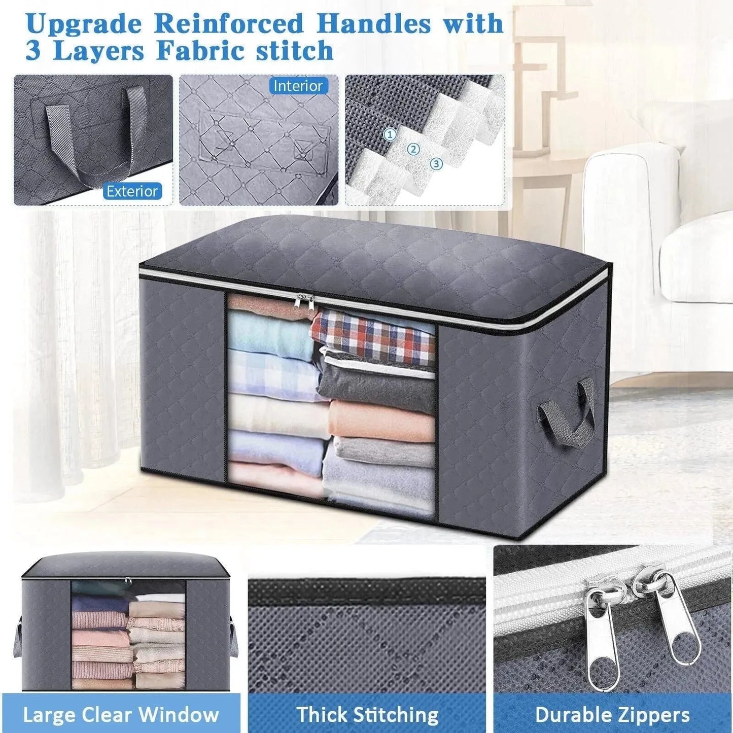 4Pcs Clothes Storage Bags Zipped Organizer - Mel Store