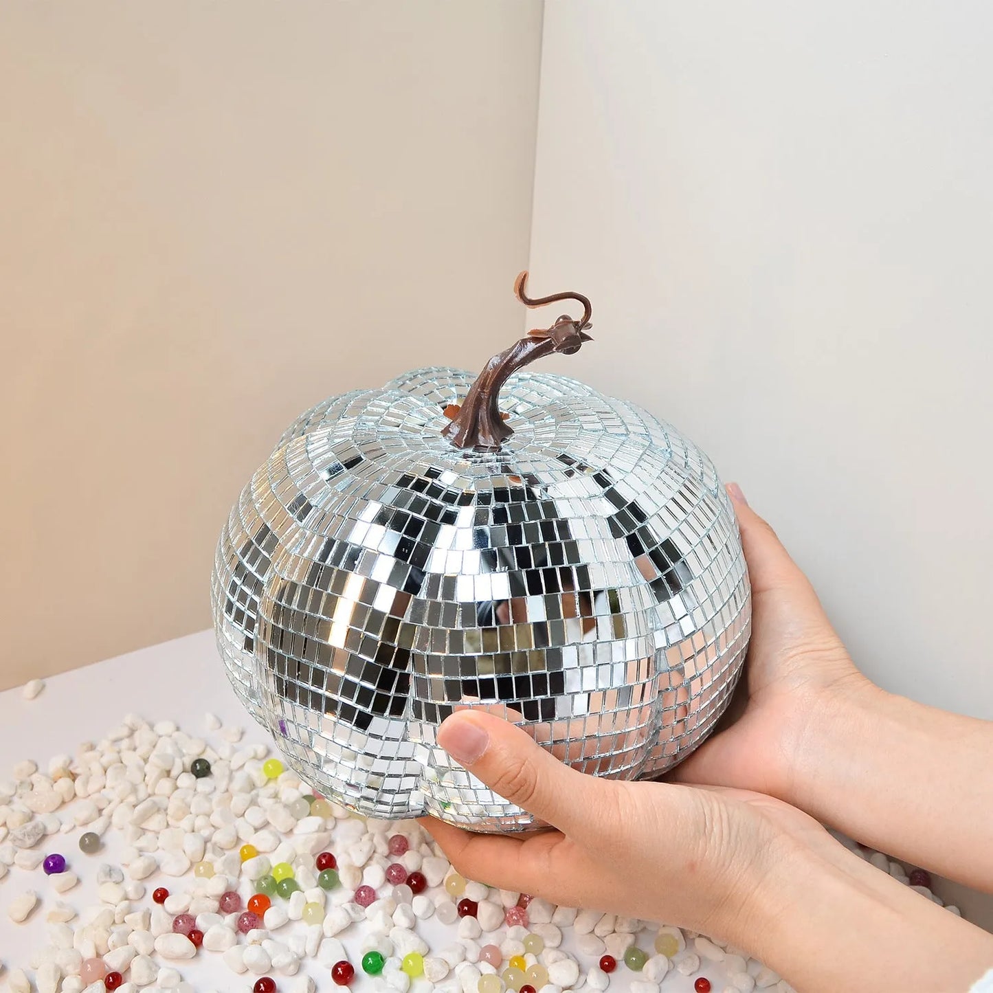 Pumpkin Ball Halloween Decoration - Mirror Glass Prop for Home and Photography