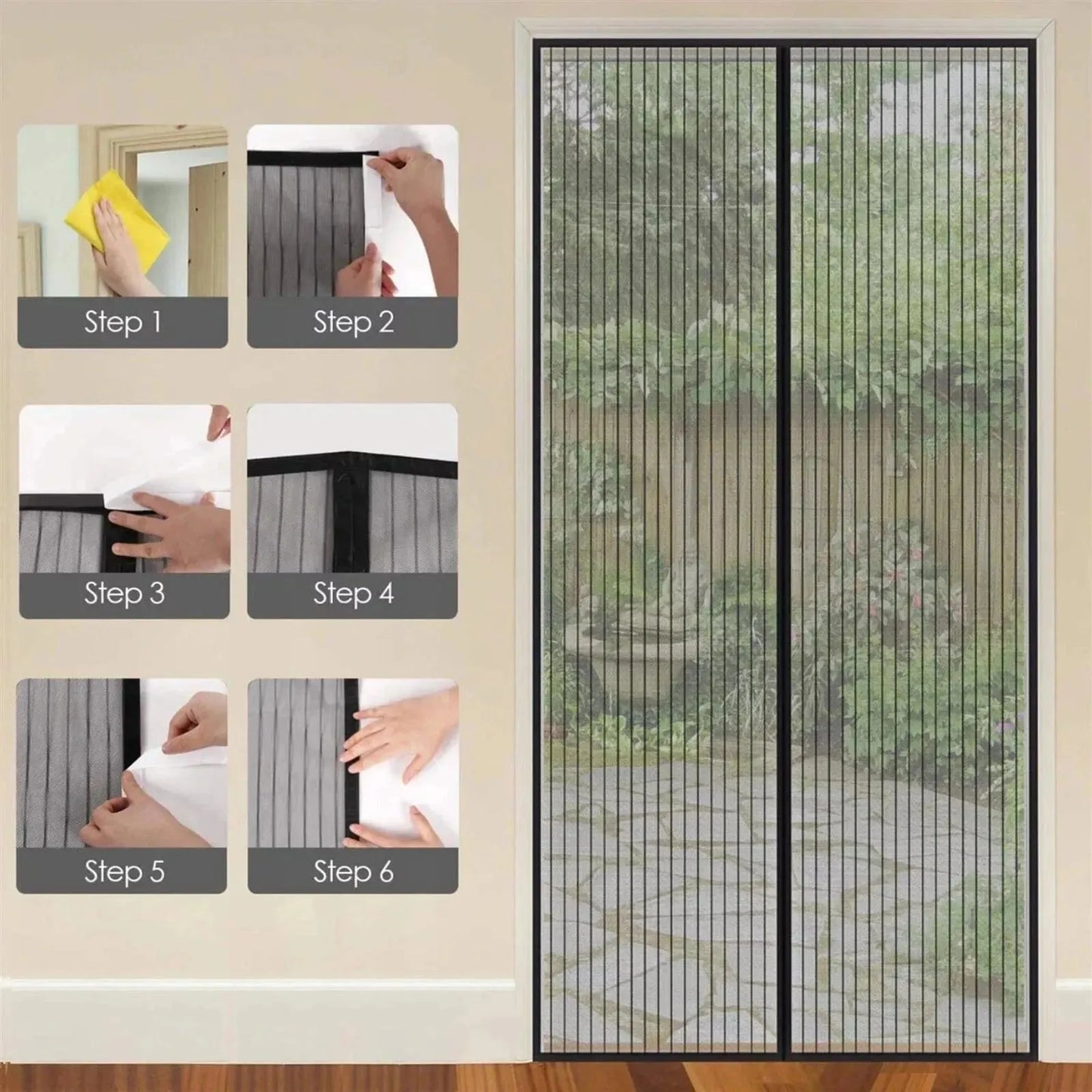 Magnetic Mesh Door Screen for Easy Fastening Against Mosquitoes, Flies, Insects, and Bugs - Mel Store