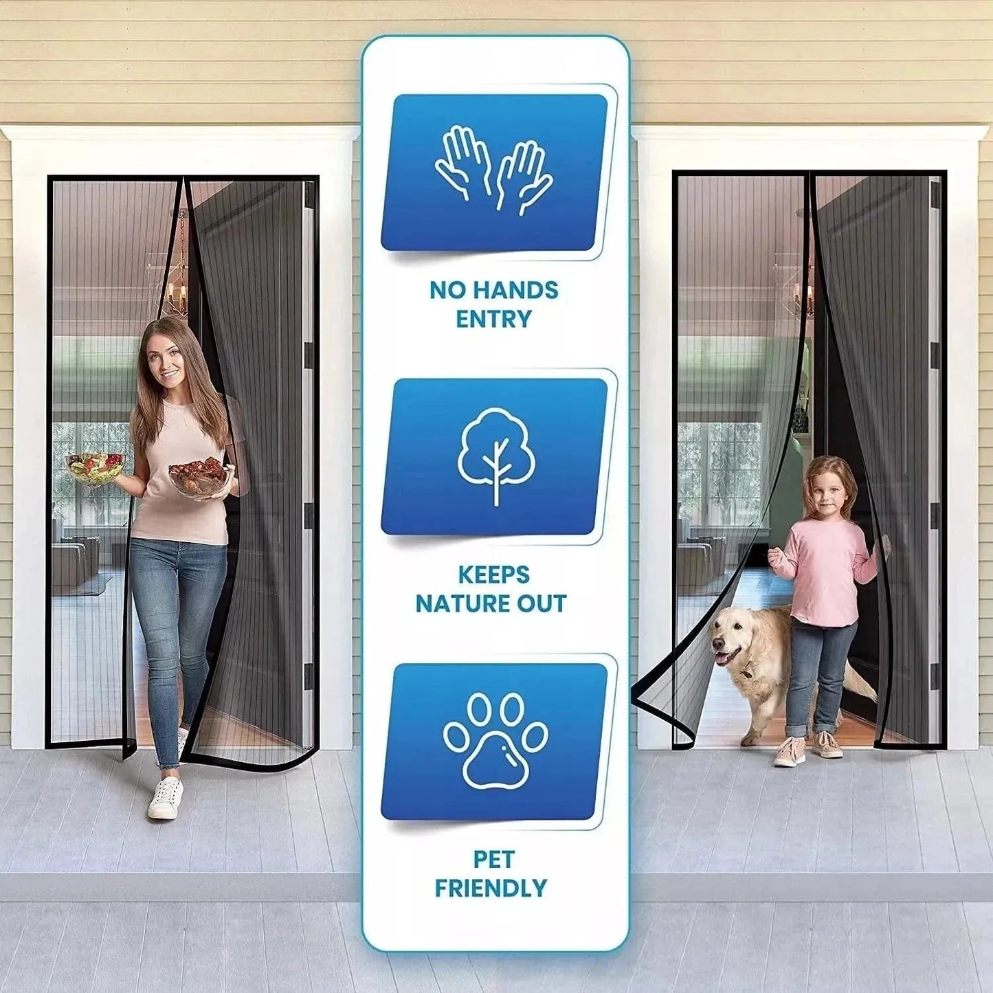 Magnetic Mesh Door Screen for Easy Fastening Against Mosquitoes, Flies, Insects, and Bugs - Mel Store