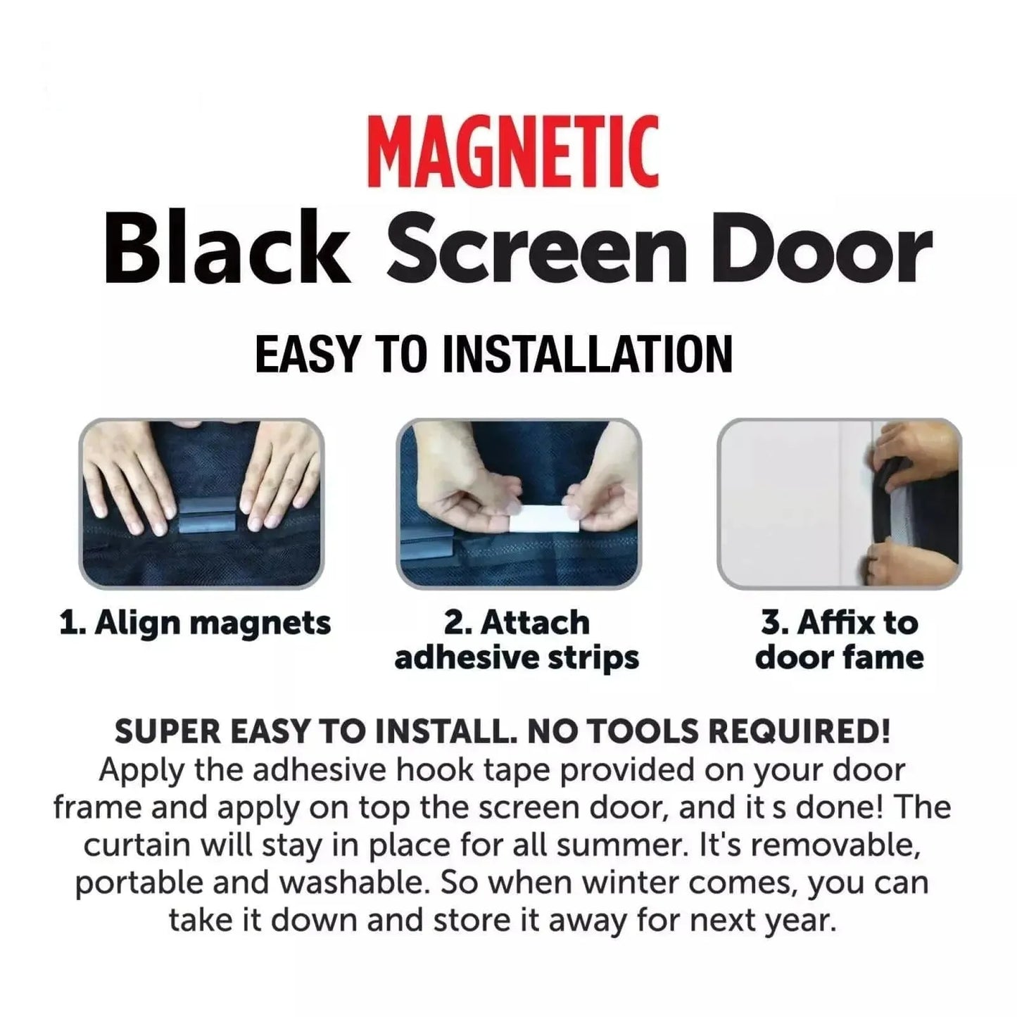 Magnetic Mesh Door Screen for Easy Fastening Against Mosquitoes, Flies, Insects, and Bugs - Mel Store
