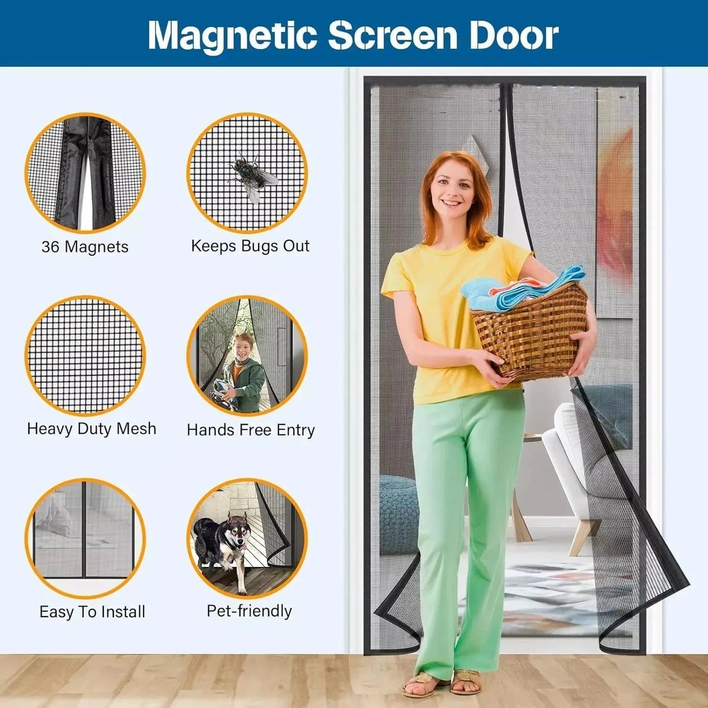 Magnetic Mesh Door Screen for Easy Fastening Against Mosquitoes, Flies, Insects, and Bugs - Mel Store