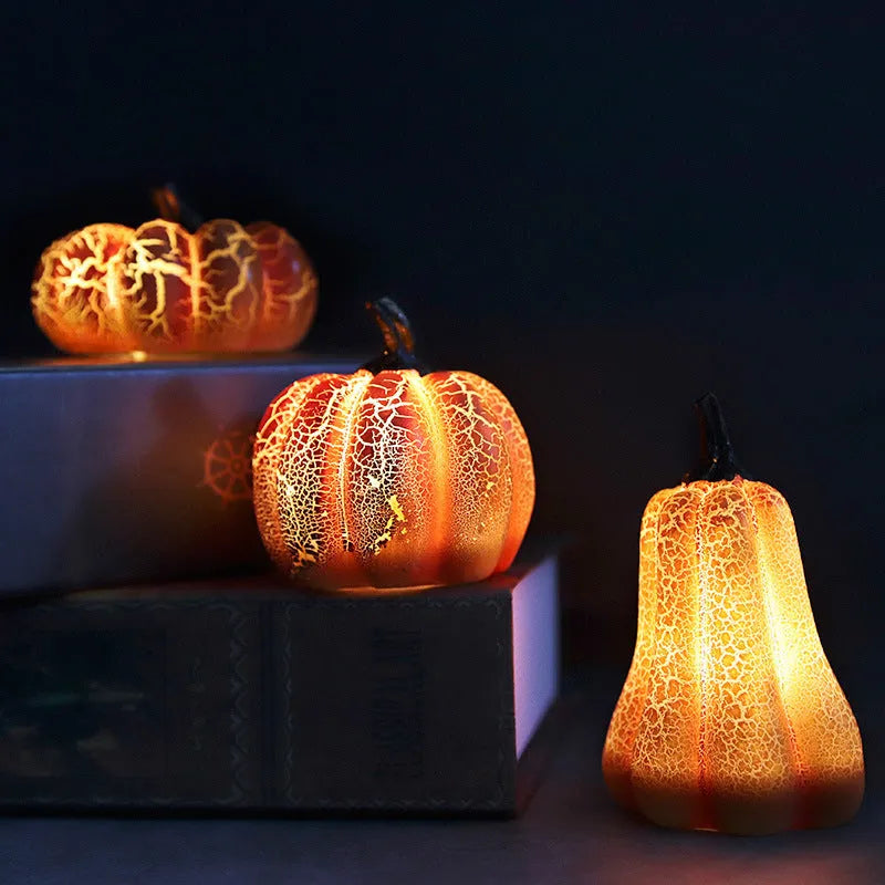 Halloween Pumpkin Lantern LED Candle Lamp - Luminous Resin Pumpkin Decoration