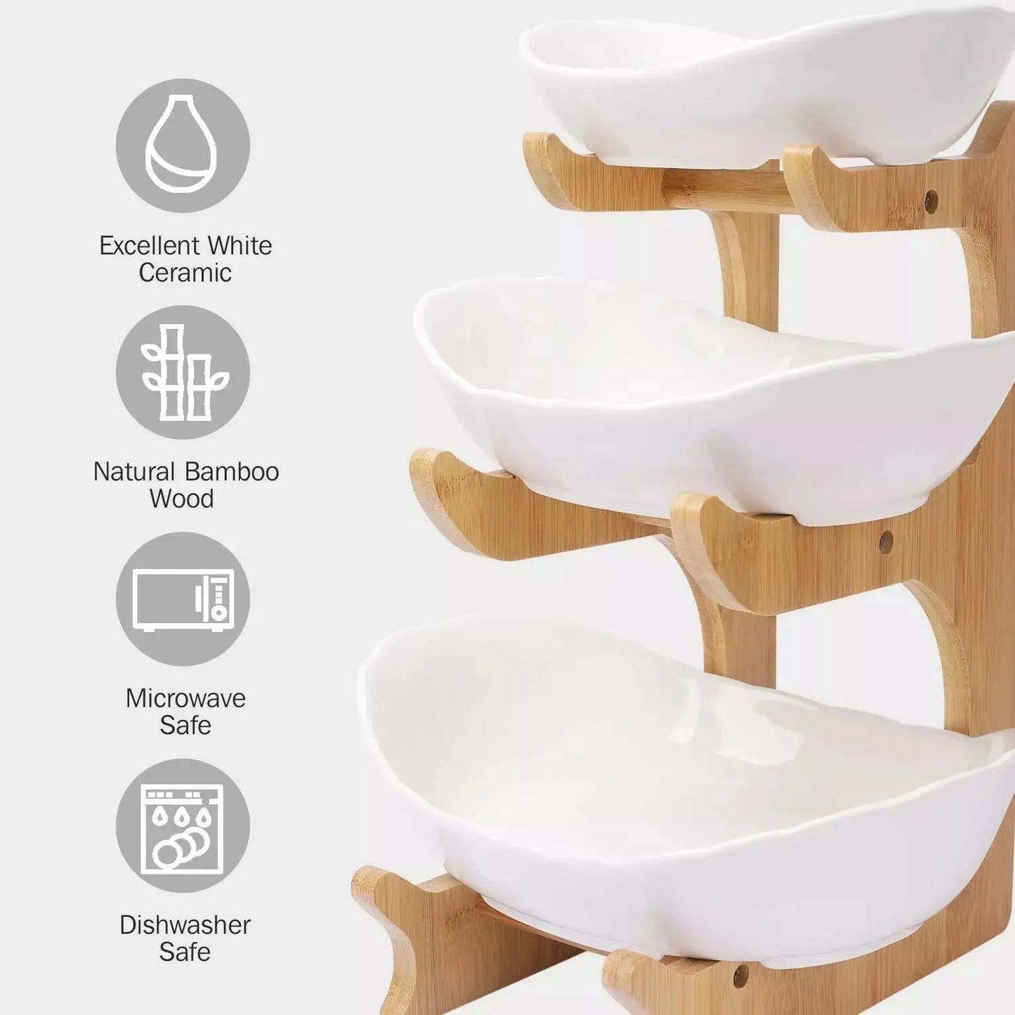 Multifunction Fruit Bowl - 3-Tier Ceramic Countertop Basket for Fruits and Vegetables - Mel Store