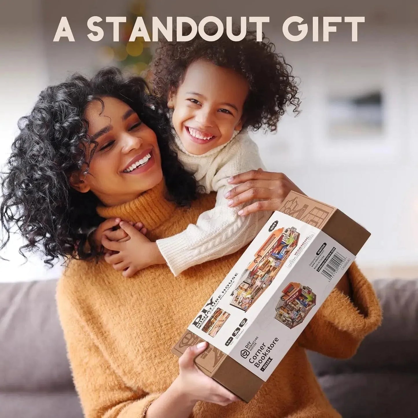 ROBOTIME Miniature House Kit - Corner Bookstore Wooden Dollhouse Model Building Kit with LED - Mel Store