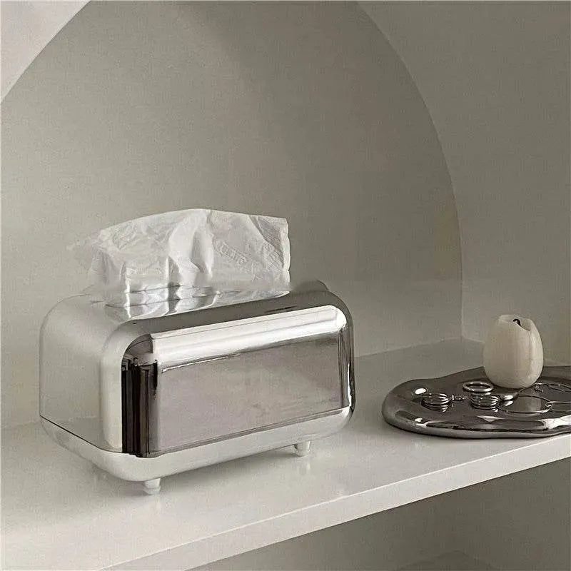 Space Silver Tissue Box - Elegant Silver Tissue Box Design - Mel Store