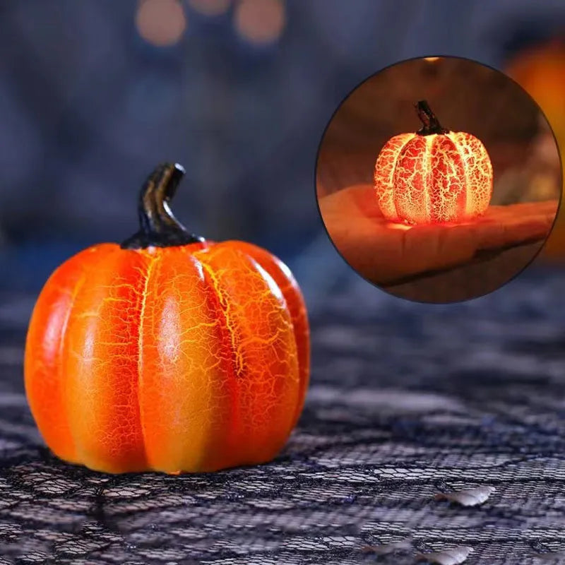 Halloween Pumpkin Lantern LED Candle Lamp - Luminous Resin Pumpkin Decoration