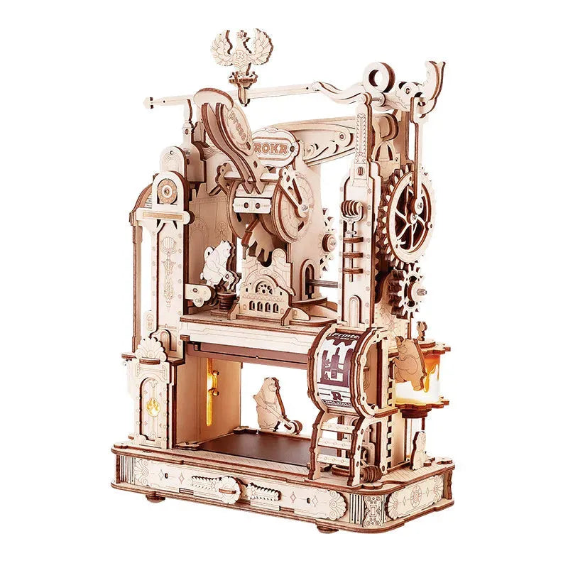 ROKR 3D Wooden Puzzle Model - Printing Press Mechanical - Mel Store