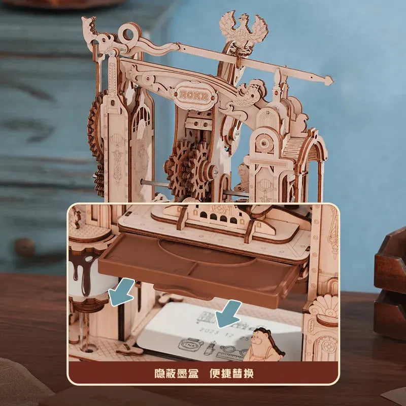 ROKR 3D Wooden Puzzle Model - Printing Press Mechanical - Mel Store