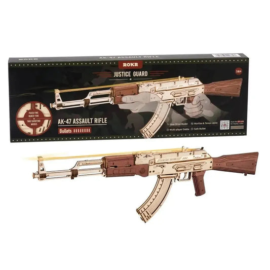 Rokr AK-47 Wooden Puzzle Gun - Automatic Rifle Double Firing Model Gift for Boys - Mel Store