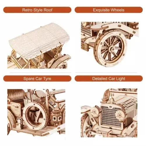 ROKR 3D Wooden Puzzle Vintage Car MC801 DIY Model Building Toys for Teens - Mel Store
