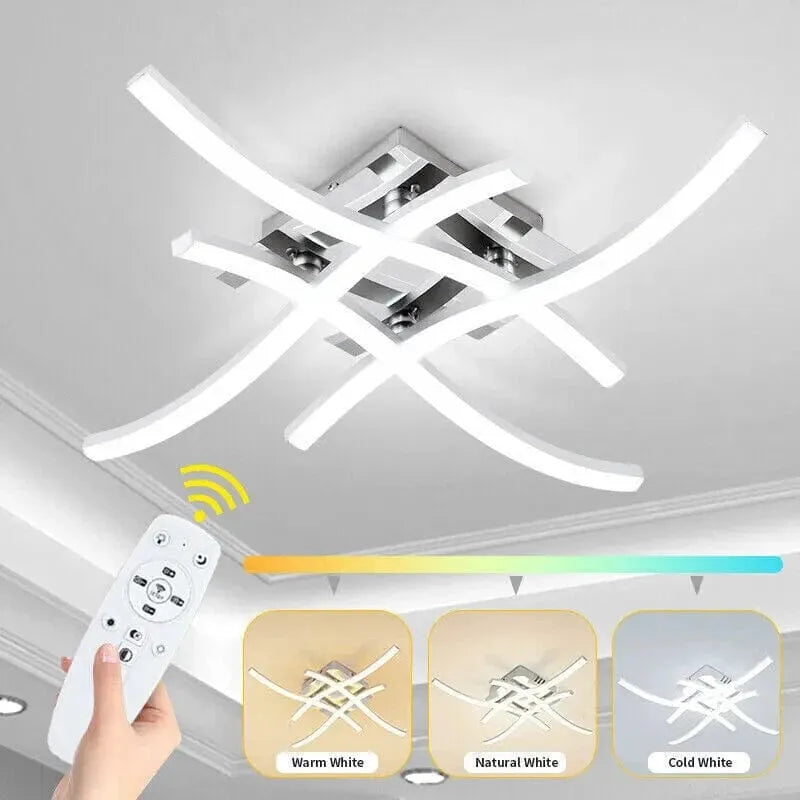 Modern LED Ceiling Light 4 Wave Design for Kitchen, Living Room, and Bedroom - Dimmable Lamp - Mel Store