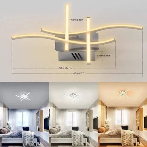 Modern LED Ceiling Light 4 Wave Design for Kitchen, Living Room, and Bedroom - Dimmable Lamp - Mel Store