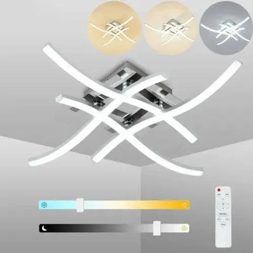 Modern LED Ceiling Light 4 Wave Design for Kitchen, Living Room, and Bedroom - Dimmable Lamp - Mel Store