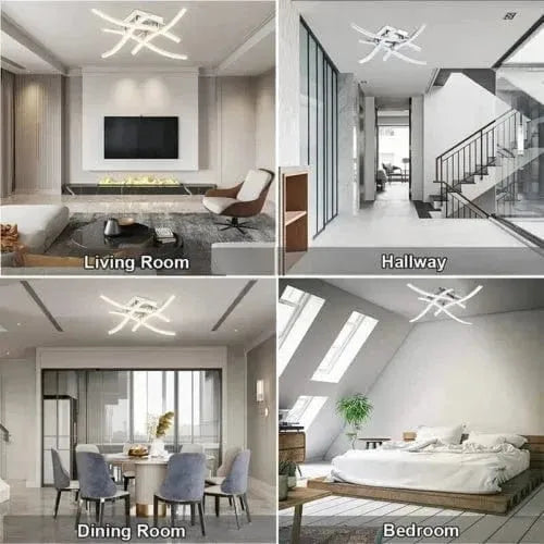 Modern LED Ceiling Light 4 Wave Design for Kitchen, Living Room, and Bedroom - Dimmable Lamp - Mel Store