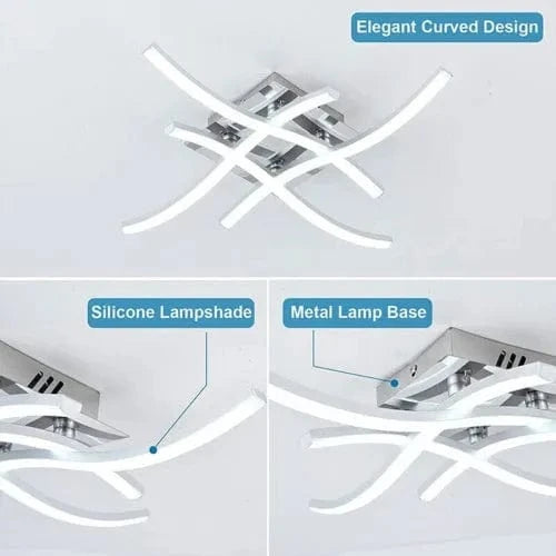 Modern LED Ceiling Light 4 Wave Design for Kitchen, Living Room, and Bedroom - Dimmable Lamp - Mel Store