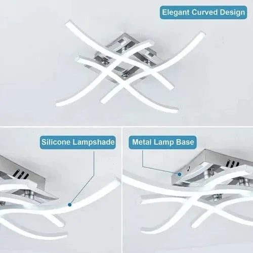 Modern LED Ceiling Light 4 Wave Design for Kitchen, Living Room, and Bedroom - Dimmable Lamp - Mel Store