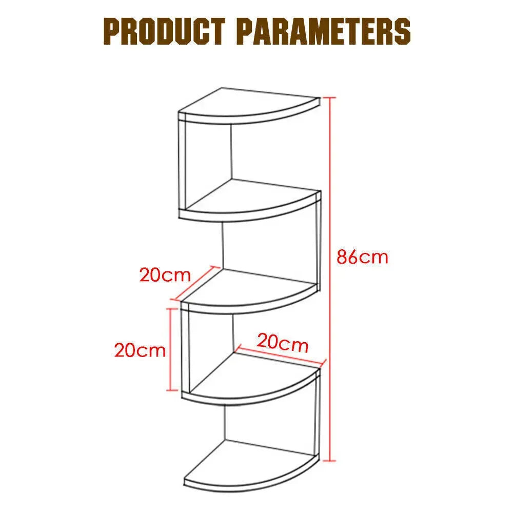 New 5 Tier Floating Wall Shelves Corner Shelf Storage Display Bookcase Unit - Mel Store