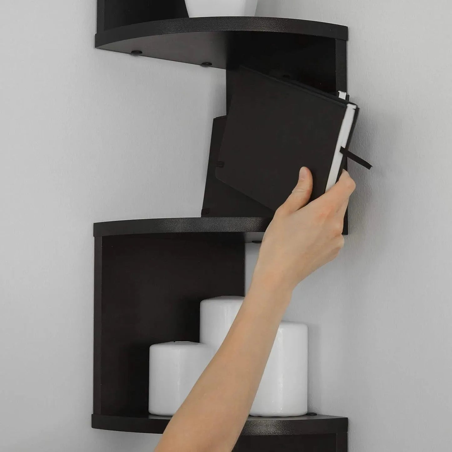 New 5 Tier Floating Wall Shelves Corner Shelf Storage Display Bookcase Unit - Mel Store