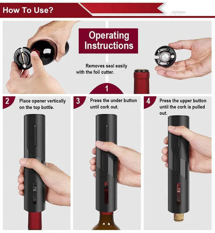 Rechargeable Wine Opener - Effortless Cork Removal & Stylish Wine Accessory - Mel Store