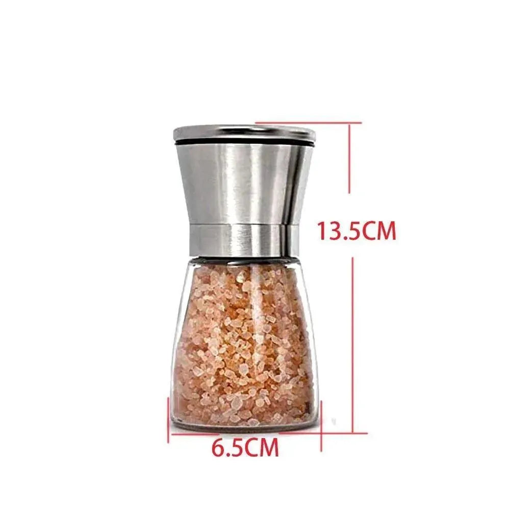 Pepper and Salt Grinder Set - 2x Adjustable Stainless Steel Mill Shakers for Coarse Grinding - Mel Store
