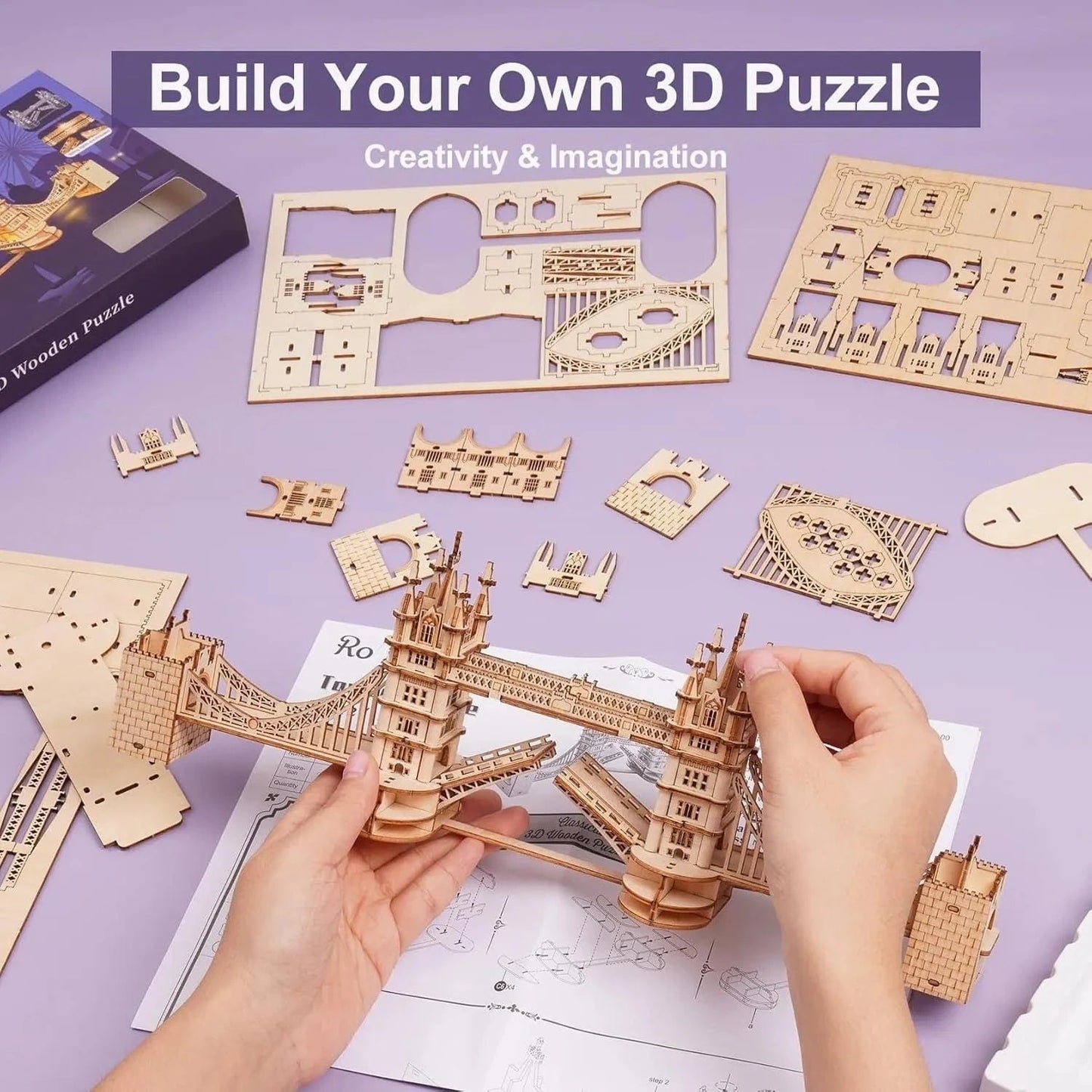 ROBOTIME London Tower Bridge 3D Puzzle Wooden Model Kit - Mel Store