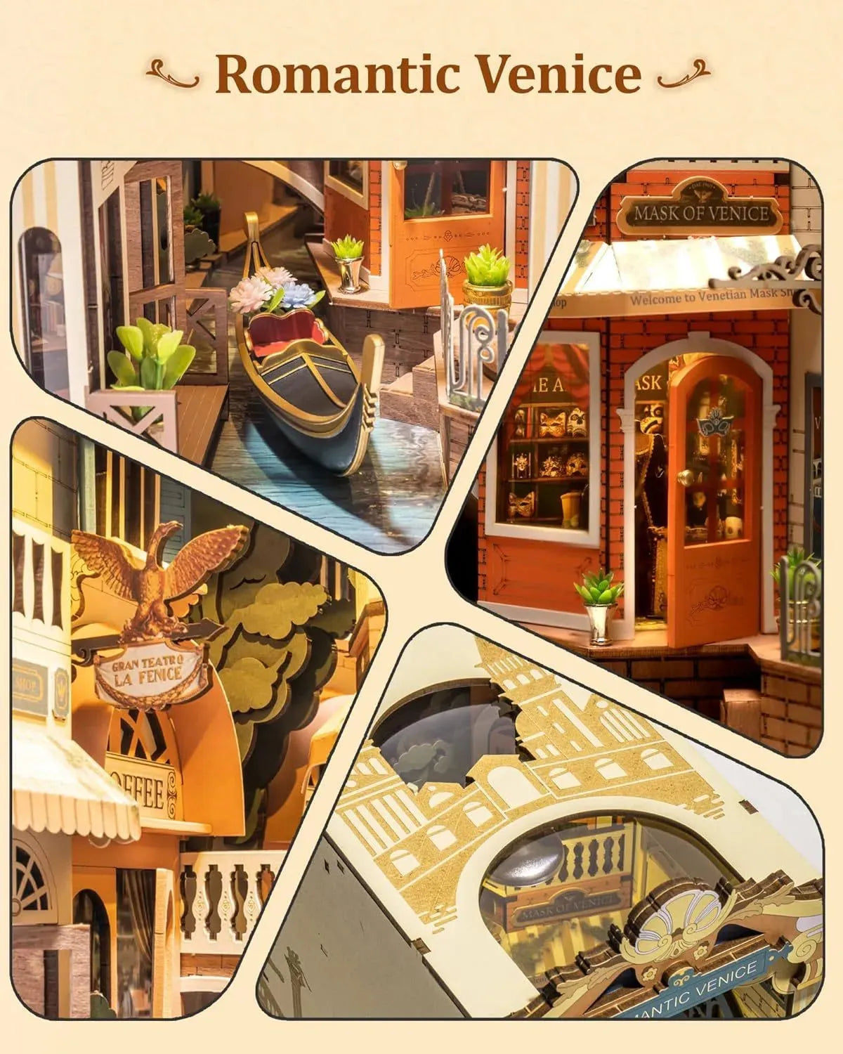 ROBOTIME Romantic Venice Miniature Puzzle with Dust Cover - Mel Store