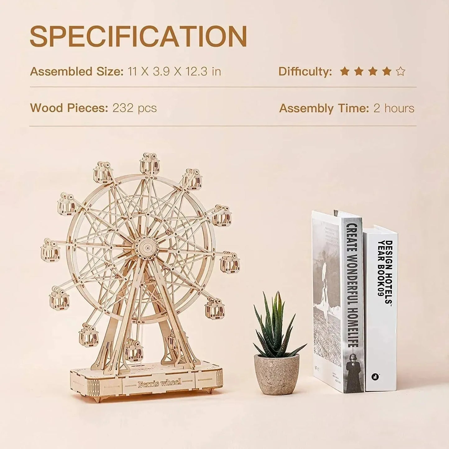 DIY Wooden Ferris Wheel Model - Mel Store