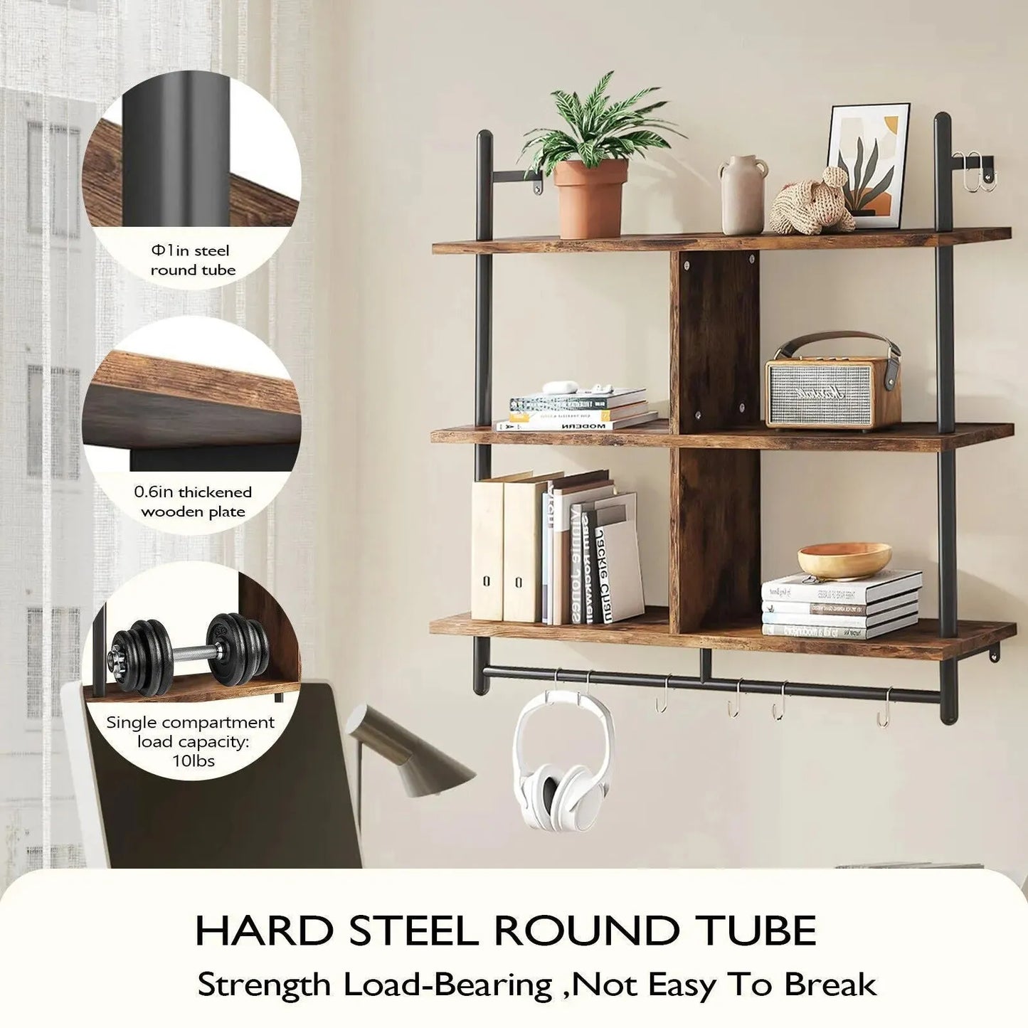 3 Tier Floating Shelf - Stylish Wall Mounted Storage Solution - Mel Store
