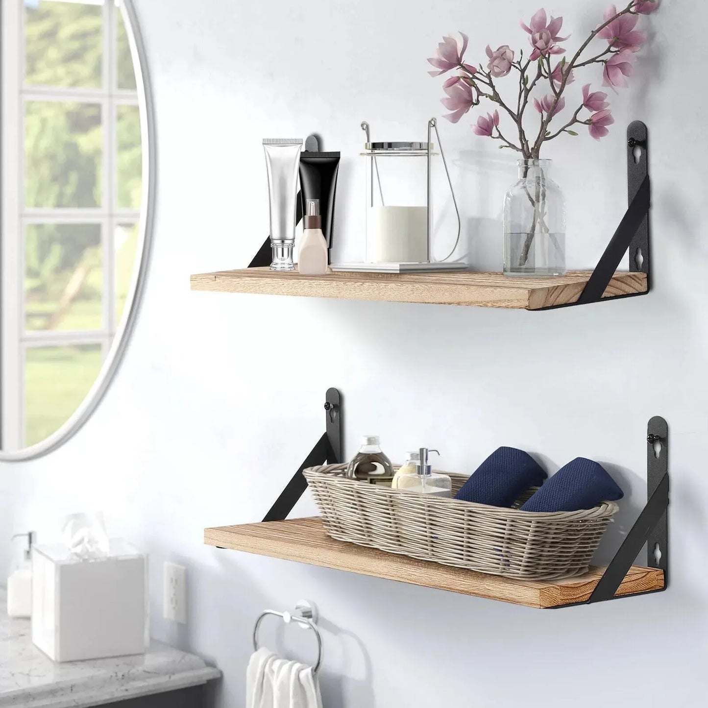 2x Wooden Floating Shelves - Mel Store