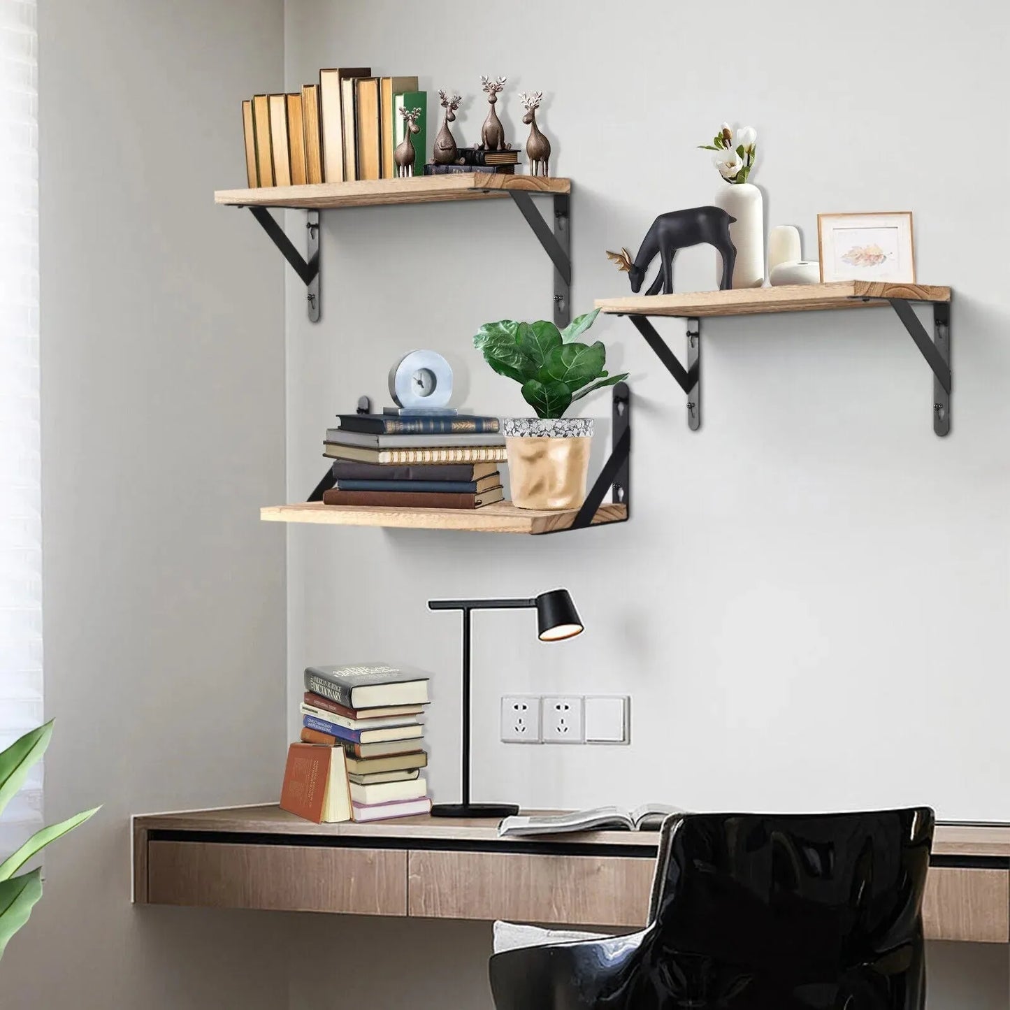 2x Wooden Floating Shelves - Mel Store