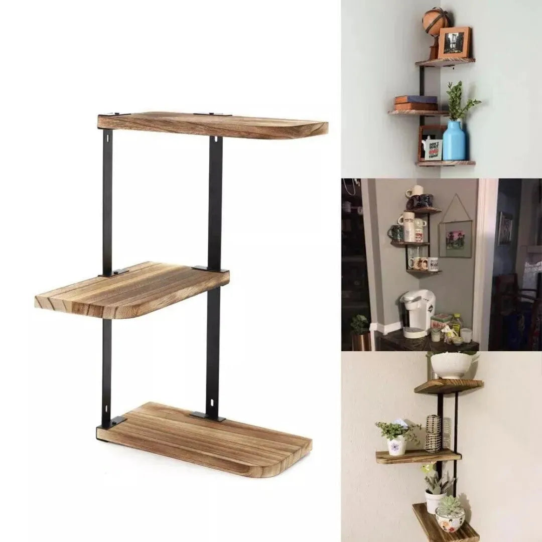 3 Tier Corner Shelf - Lucca Modern Floating Wall Shelves for Storage and Display - Mel Store