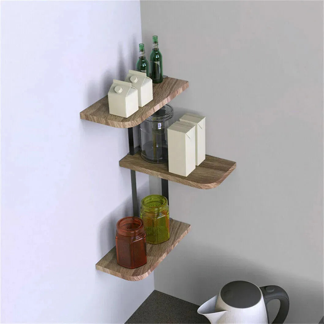3 Tier Corner Shelf - Lucca Modern Floating Wall Shelves for Storage and Display - Mel Store