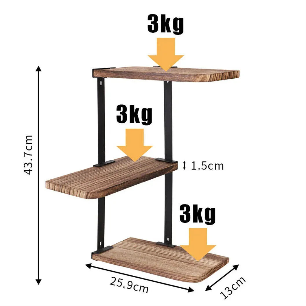 3 Tier Corner Shelf - Lucca Modern Floating Wall Shelves for Storage and Display - Mel Store