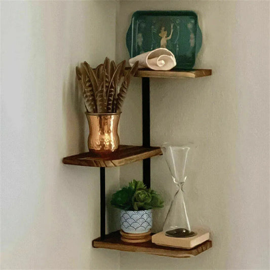 3 Tier Corner Shelf - Lucca Modern Floating Wall Shelves for Storage and Display - Mel Store