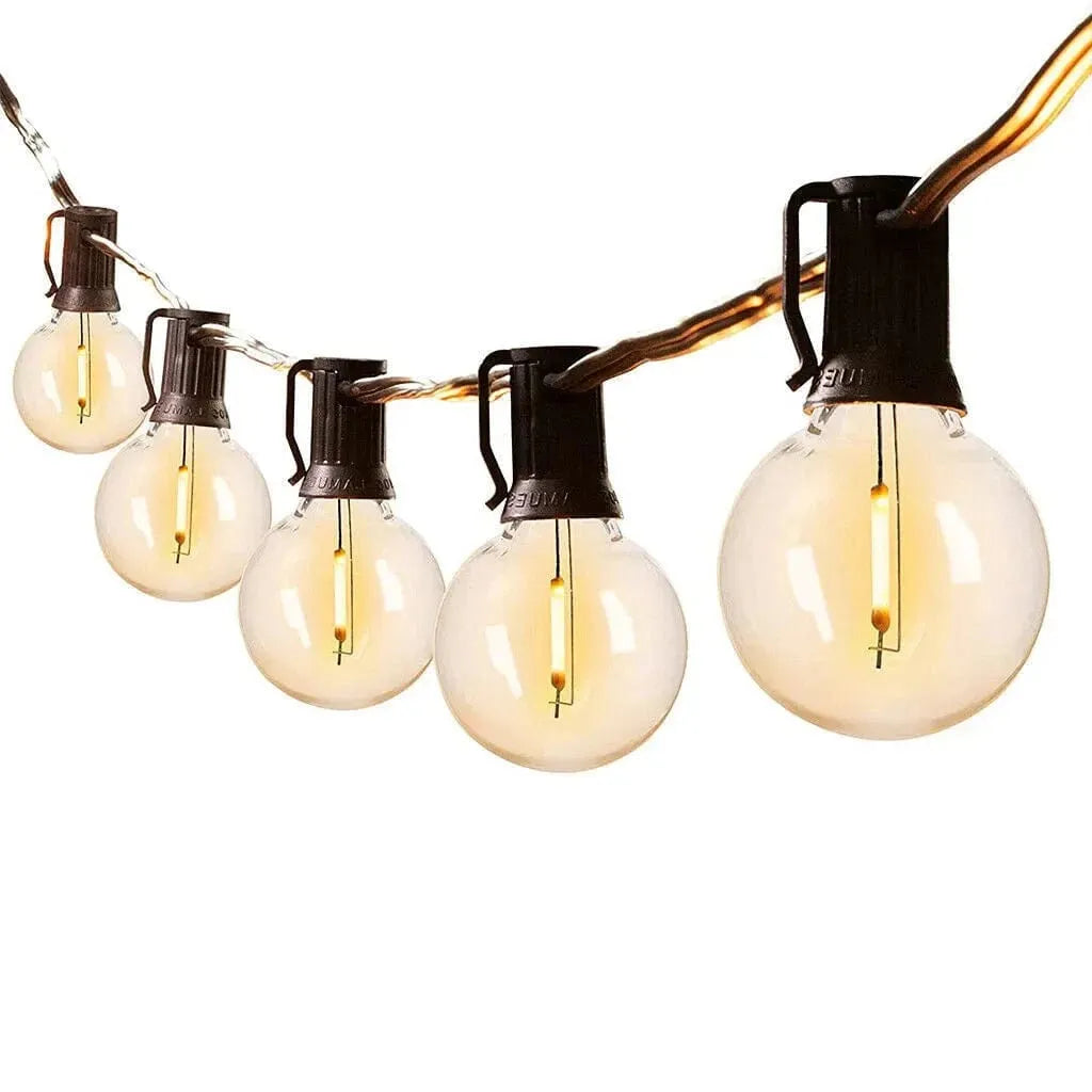 25-50FT Outdoor Festoon Lights Globe String Fairy Lights G40 Bulbs for Garden Wedding Home - Mel Store