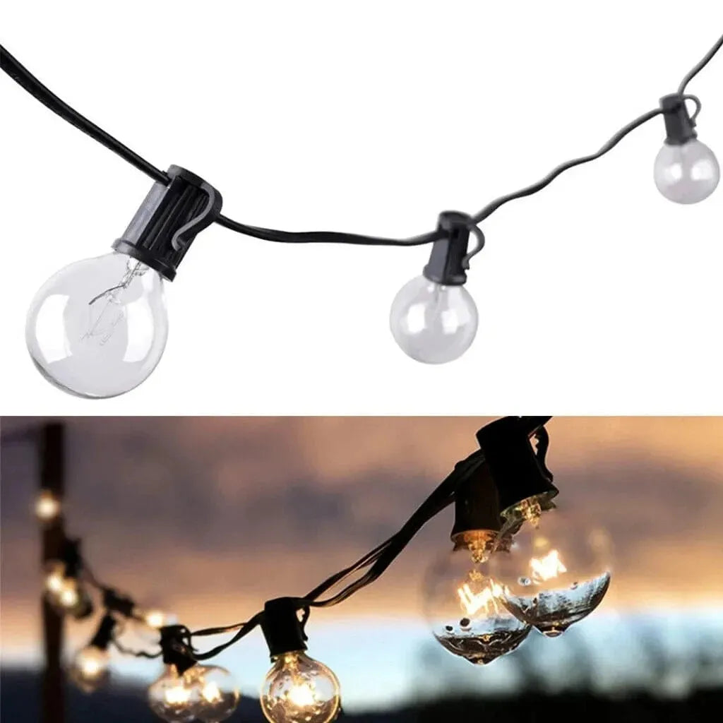 25-50FT Outdoor Festoon Lights Globe String Fairy Lights G40 Bulbs for Garden Wedding Home - Mel Store