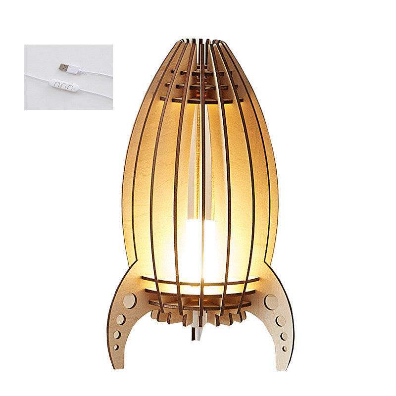 Space Rocket Night Lamp - Creative Bedside Lamp with Unique Carving Design - Mel Store