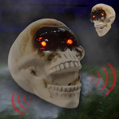 Animated Floating Skeleton Decorations - Realistic Halloween Skull Heads with Scary Sound for Spooky Decor