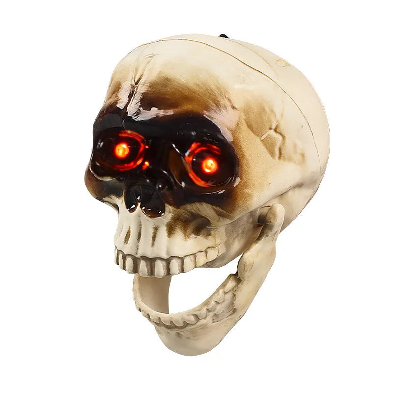 Animated Floating Skeleton Decorations - Realistic Halloween Skull Heads with Scary Sound for Spooky Decor