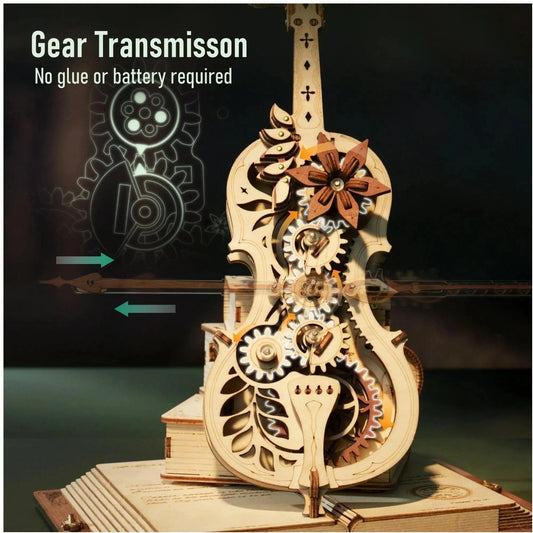 Robotime ROKR Magic Cello Music Box - Moveable STEM 3D Wooden Puzzle Creative Toy AMK63 - Mel Store