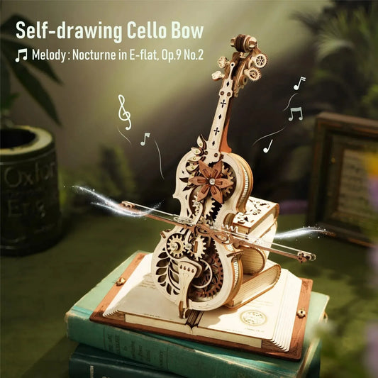 Robotime ROKR Magic Cello Music Box - Moveable STEM 3D Wooden Puzzle Creative Toy AMK63 - Mel Store